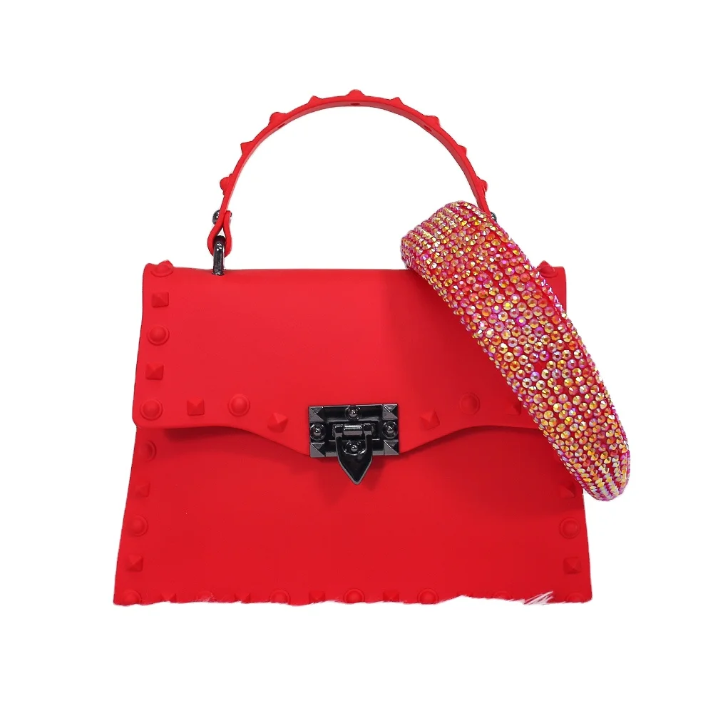 2021 New Combination Fashion Matte Pvc Jelly Bag Rivet Headband Set for ladies purses Shoulder handbags, Multi
2021 New Combination Fashion Matte Pvc Jelly Bag Rivet Headband Set for ladies purses Shoulder handbags, Multi