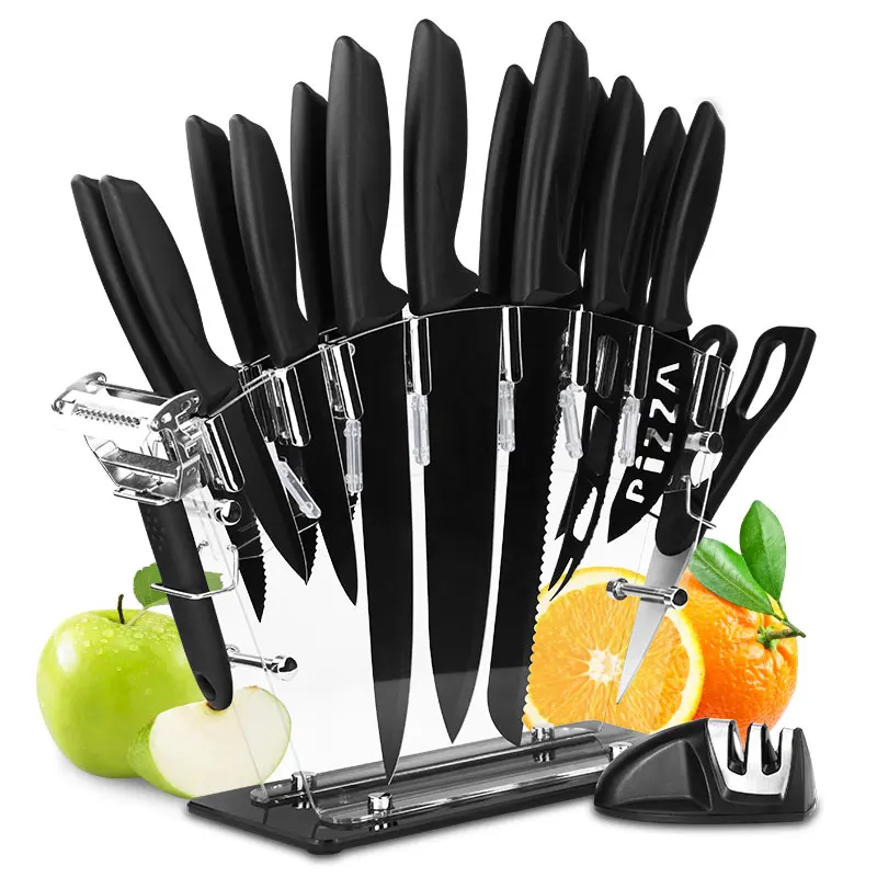 Yangjiang Chinese 17 Piece Stainless Steel Kitchen Knives Set with Acrylic stand Knife Sharpener Peeler Scissors
Yangjiang Chinese 17 Piece Stainless Steel Kitchen Knives Set with Acrylic stand Knife Sharpener Peeler Scissors
