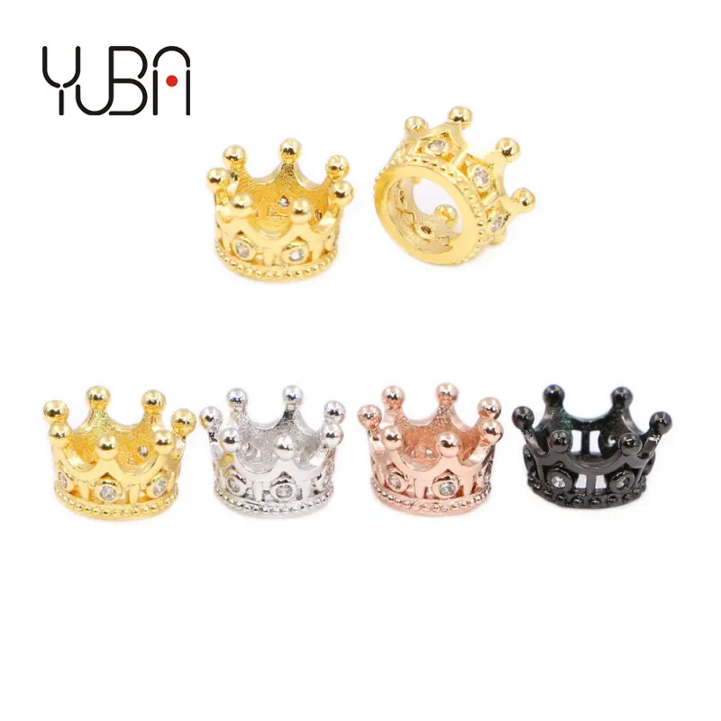 Popular 6mm large hole Micro-inlaid white zircon gold-plated crown copper beads jewelry accessories ladies Diy bracelet making, Silver/black/rose gold/gold 
Popular 6mm large hole Micro-inlaid white zircon gold-plated crown copper beads jewelry accessories ladies Diy bracelet making, Silver/black/rose gold/gold