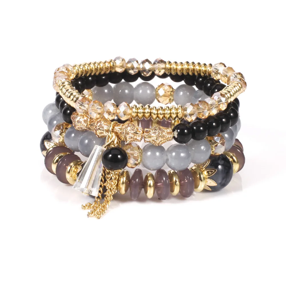 SC Bohemian Style Multicolor Stretch Bangles Bracelets Set 4 Pieces Stackable Agate Pearl Multi Layered Beaded Bracelet, Color
SC Bohemian Style Multicolor Stretch Bangles Bracelets Set 4 Pieces Stackable Agate Pearl Multi Layered Beaded Bracelet, Color