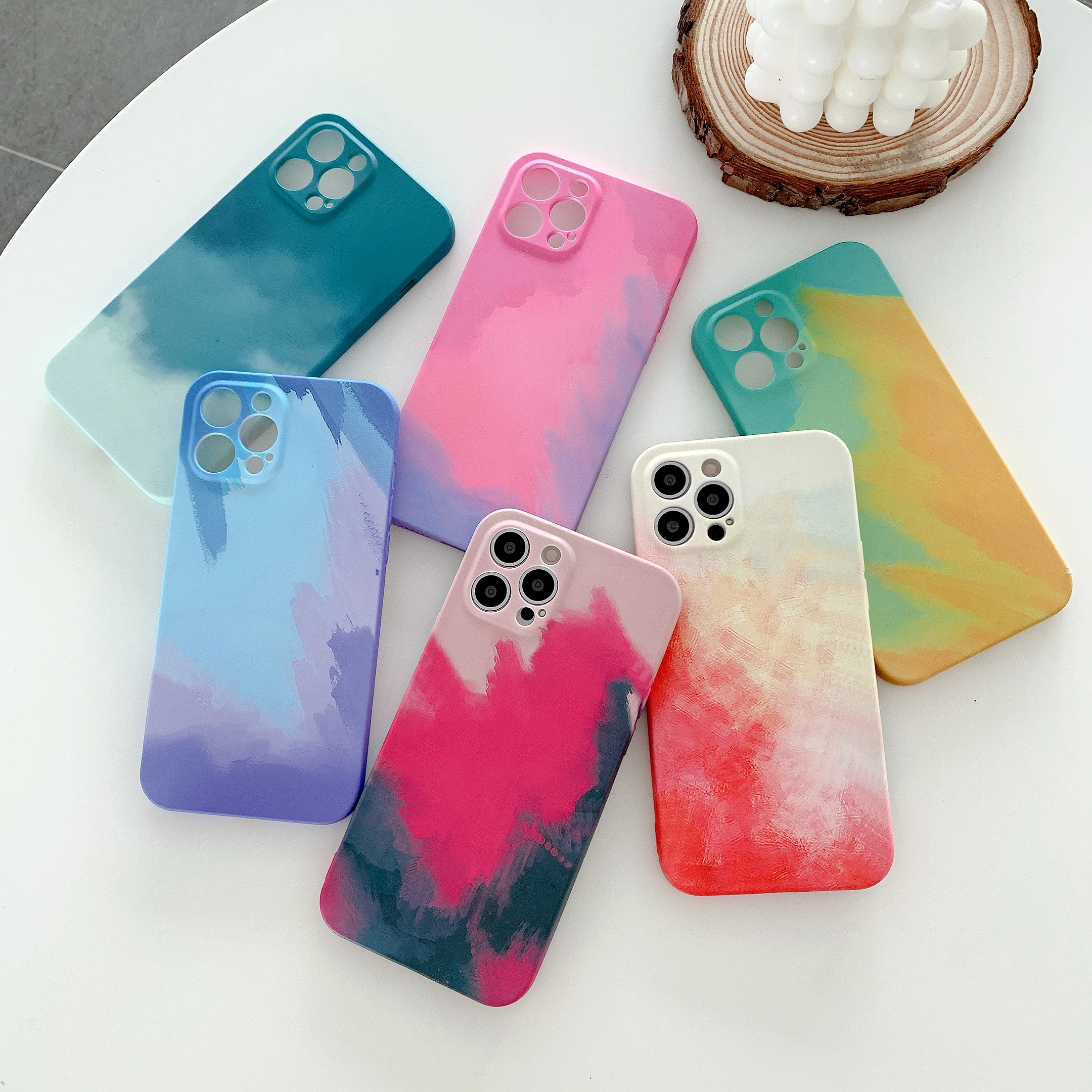 Square Watercolor Blooming Oil decal Phone Case For iPhone 12 pro Colorful Gradient Soft Fully Protection Lens Soft TPU Cover, 6 color
Square Watercolor Blooming Oil decal Phone Case For iPhone 12 pro Colorful Gradient Soft Fully Protection Lens Soft TPU Cover, 6 color