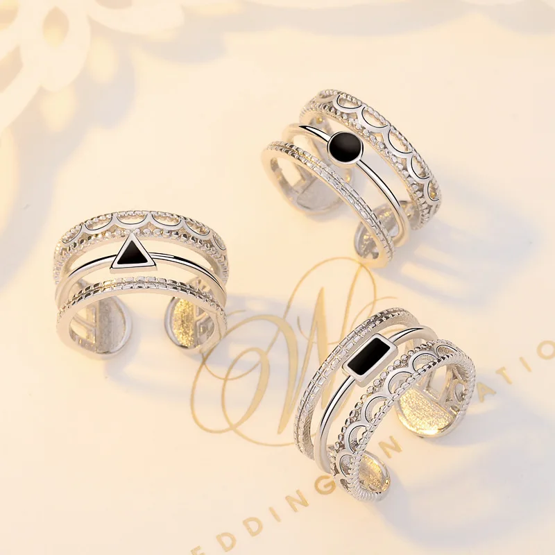 INS Hotsale 18k White Multi Layer Oil Drip Open Ring Adjustable CZ Geometric Round Triangle Rings
INS Hotsale 18k White Multi Layer Oil Drip Open Ring Adjustable CZ Geometric Round Triangle Rings