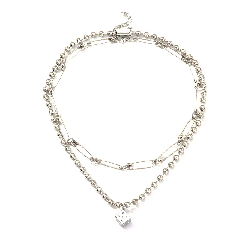 Silver Color Metal Dice Beads Chain Layer Necklace For Women Exaggeration Punk Pin Square Pendant Statement Necklace Jewelry, Picture
Silver Color Metal Dice Beads Chain Layer Necklace For Women Exaggeration Punk Pin Square Pendant Statement Necklace Jewelry, Picture