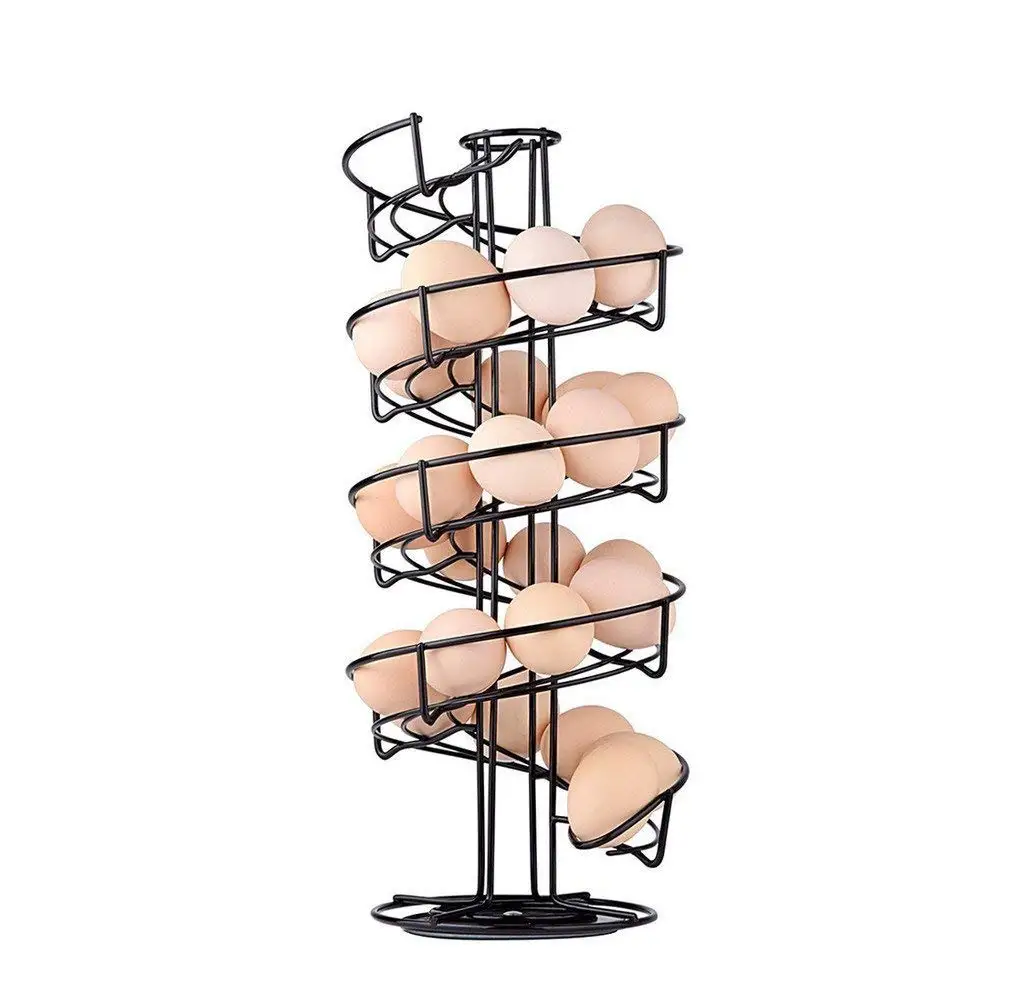 Wholesale custom kitchen Black Iron rotating put Egg Skelter Spiraling Dispenser Storage Display Rack, Light grey
Wholesale custom kitchen Black Iron rotating put Egg Skelter Spiraling Dispenser Storage Display Rack, Light grey