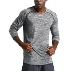 Wholesale custom athletic fit long sleeve t shirts slim fit gym bouncy shirt for men