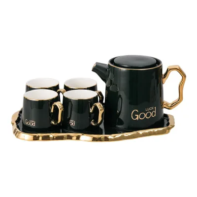 European style irregular gilt ceramic coffee cup, creative gilded teapot and water set, Picture 
European style irregular gilt ceramic coffee cup, creative gilded teapot and water set, Picture