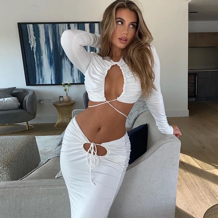 2022 hot selling fashion summer hollow out women crop top long sleeve 2 pieces ruched two piece bodycon dress
2022 hot selling fashion summer hollow out women crop top long sleeve 2 pieces ruched two piece bodycon dress