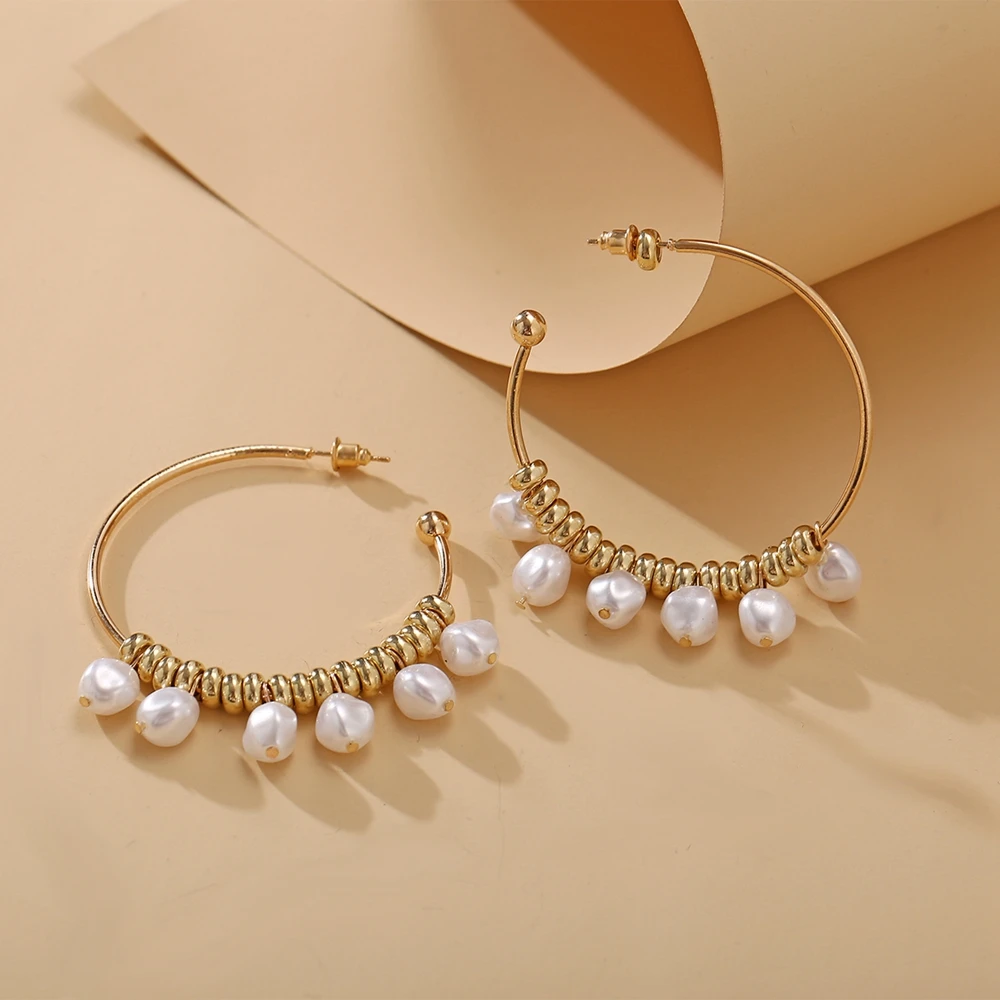 5363 Gold Plated Artificial Pearl Dangle Earrings Pearl Earrings Big Hoop Boho Style Loop Wedding Jewelry Hoop Earrings
5363 Gold Plated Artificial Pearl Dangle Earrings Pearl Earrings Big Hoop Boho Style Loop Wedding Jewelry Hoop Earrings