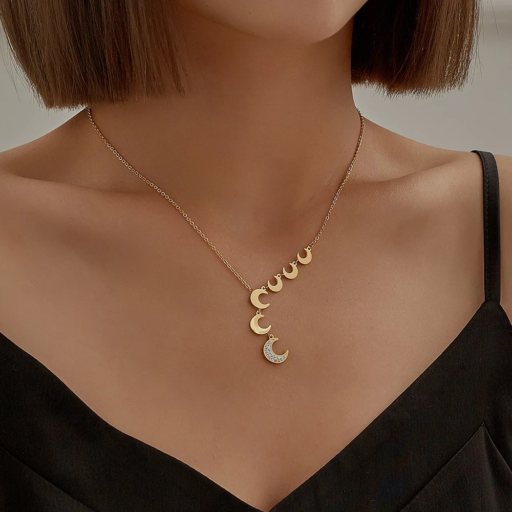 INS Stainless Steel Necklace Gold Plated Link Chain Moon Pendant Charm Necklace for Women, Picture
INS Stainless Steel Necklace Gold Plated Link Chain Moon Pendant Charm Necklace for Women, Picture