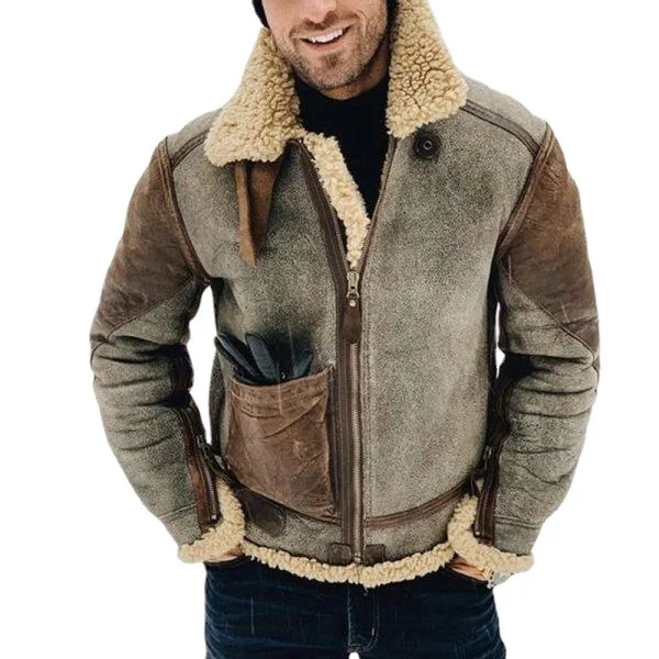 Faux leather men's jacket winter warm jacket thickened large lapel contrast color zipper coat for men, Customized color
Faux leather men's jacket winter warm jacket thickened large lapel contrast color zipper coat for men, Customized color