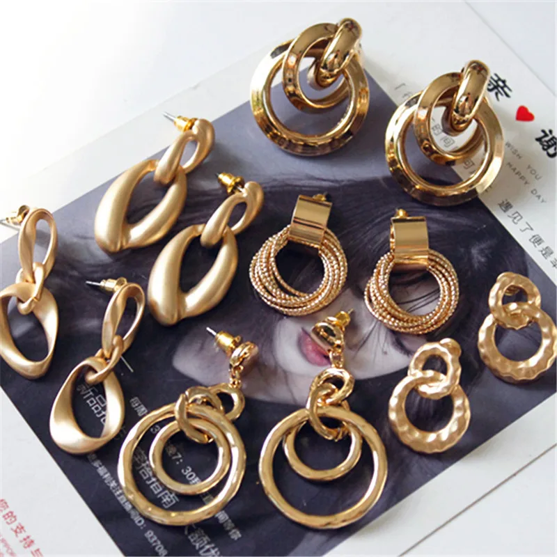 JUHU European and American new classic circle earrings fashion all-match golden metal alloy earrings for women gift, Gold
JUHU European and American new classic circle earrings fashion all-match golden metal alloy earrings for women gift, Gold
