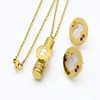 Wholesale brand Jewelry Popular Gold Silver Cylindrical Bear Stainless Steel Jewelry Set