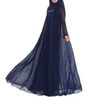 New design Lace embroidery sleeve 3d flower chiffon breathable islamic clothing abaya muslim dresses