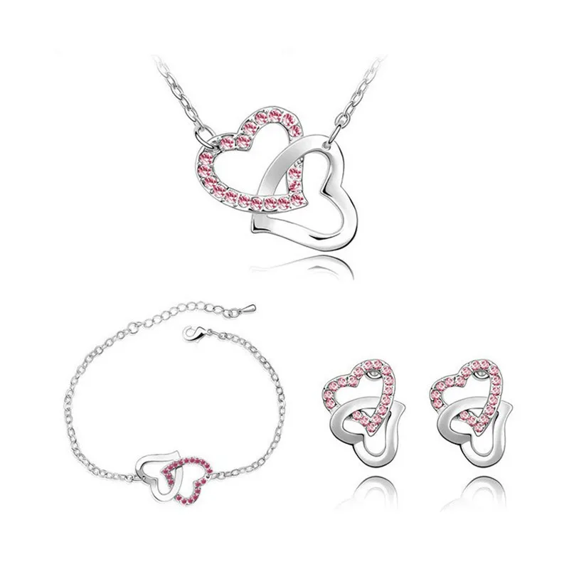 Ruigang Fashion Pave Cubic Zircon 3Pcs Jewelry Double Ruigang Heart Necklace Ring Bracelet Set, Picture
Ruigang Fashion Pave Cubic Zircon 3Pcs Jewelry Double Ruigang Heart Necklace Ring Bracelet Set, Picture