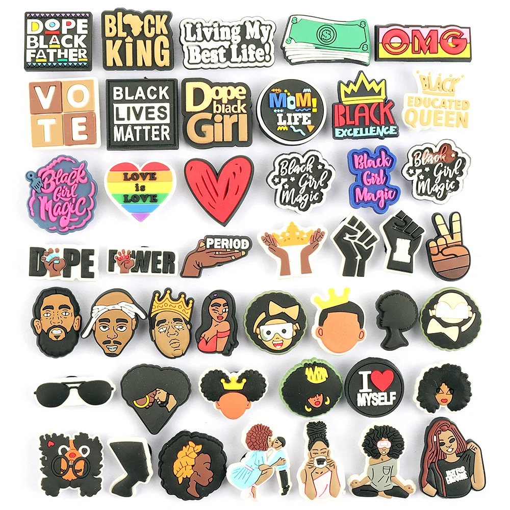 Black Girl Couple Croc Charms 2021 Cartoons Cute Designer DIY Kids Croc Accessories Designer Black Girls Rule Clog Shoes
Black Girl Couple Croc Charms 2021 Cartoons Cute Designer DIY Kids Croc Accessories Designer Black Girls Rule Clog Shoes
