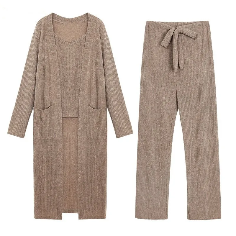 Wholesale Custom Women Front Cardigan Sweater Suit Set Cardigan And Long Pants 3 Piece Set, Customized color
Wholesale Custom Women Front Cardigan Sweater Suit Set Cardigan And Long Pants 3 Piece Set, Customized color