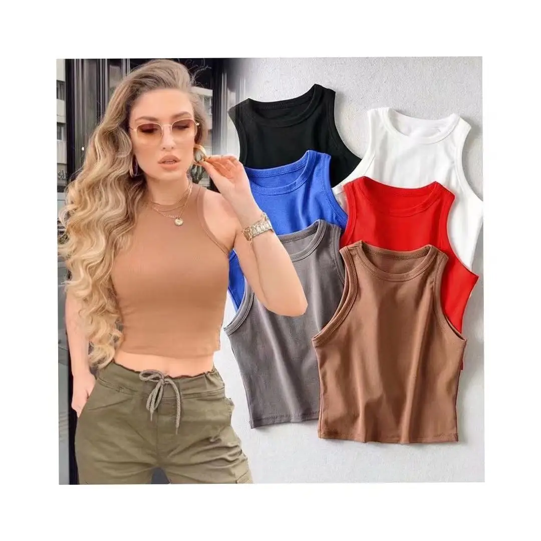 2021 New summer women's round neckline custom cotton crop Tops sexy gym elastic sleeveless shirt tank top
2021 New summer women's round neckline custom cotton crop Tops sexy gym elastic sleeveless shirt tank top