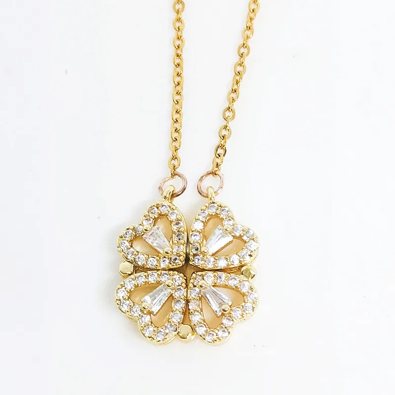 Foldable Korea Gold Silver Pendant Necklace Creative Diamond Necklace Four Leaf Clover Necklace for Women Girls, Silver,gold
Foldable Korea Gold Silver Pendant Necklace Creative Diamond Necklace Four Leaf Clover Necklace for Women Girls, Silver,gold