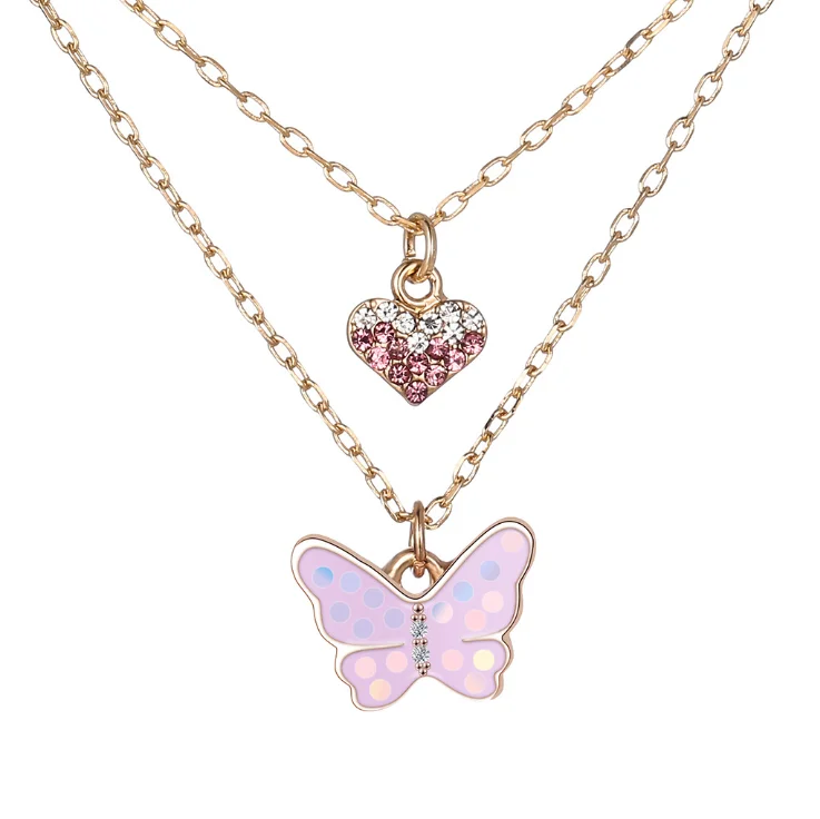Sweet popular children necklace jewelry candy color cartoon butterfly heart multi-layer alloy drip oil of children jewelry, Gold
Sweet popular children necklace jewelry candy color cartoon butterfly heart multi-layer alloy drip oil of children jewelry, Gold