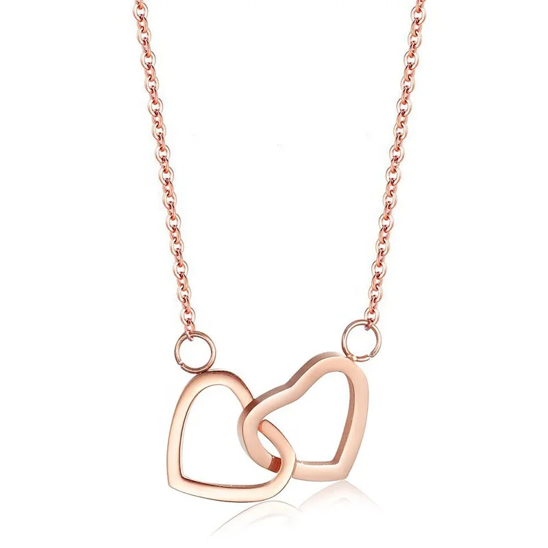 Factory Direct Sale Fashion Romantic Heart Pendant 316L Stainless Steel Double Love Closely Pendant Necklaces, Rose gold
Factory Direct Sale Fashion Romantic Heart Pendant 316L Stainless Steel Double Love Closely Pendant Necklaces, Rose gold