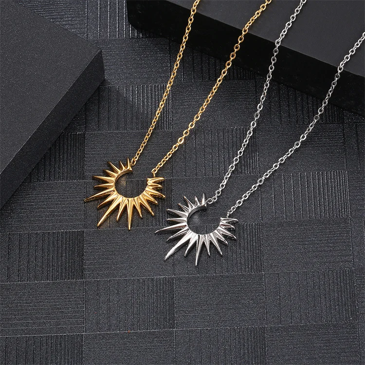 New design 18k gold plated stainless steel necklace sun shape pendant necklace for women
New design 18k gold plated stainless steel necklace sun shape pendant necklace for women