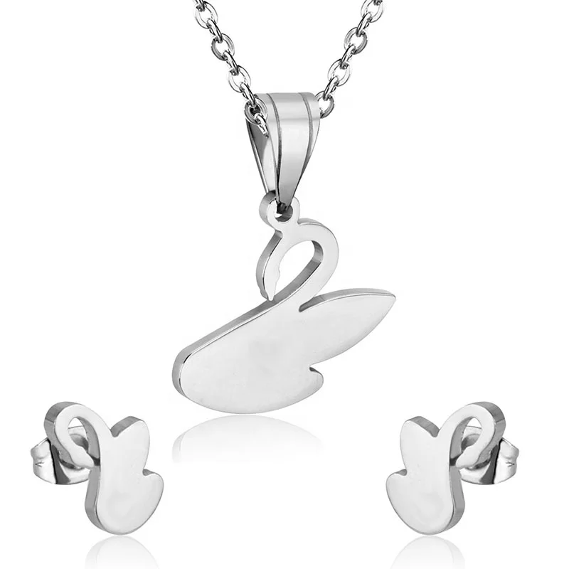 New Product Hot Selling Trendy Fashion Jewelry 316L Stainless Steel Simple Animal Swan Necklaces And Earrings Jewelry Sets, Gold,silver
New Product Hot Selling Trendy Fashion Jewelry 316L Stainless Steel Simple Animal Swan Necklaces And Earrings Jewelry Sets, Gold,silver