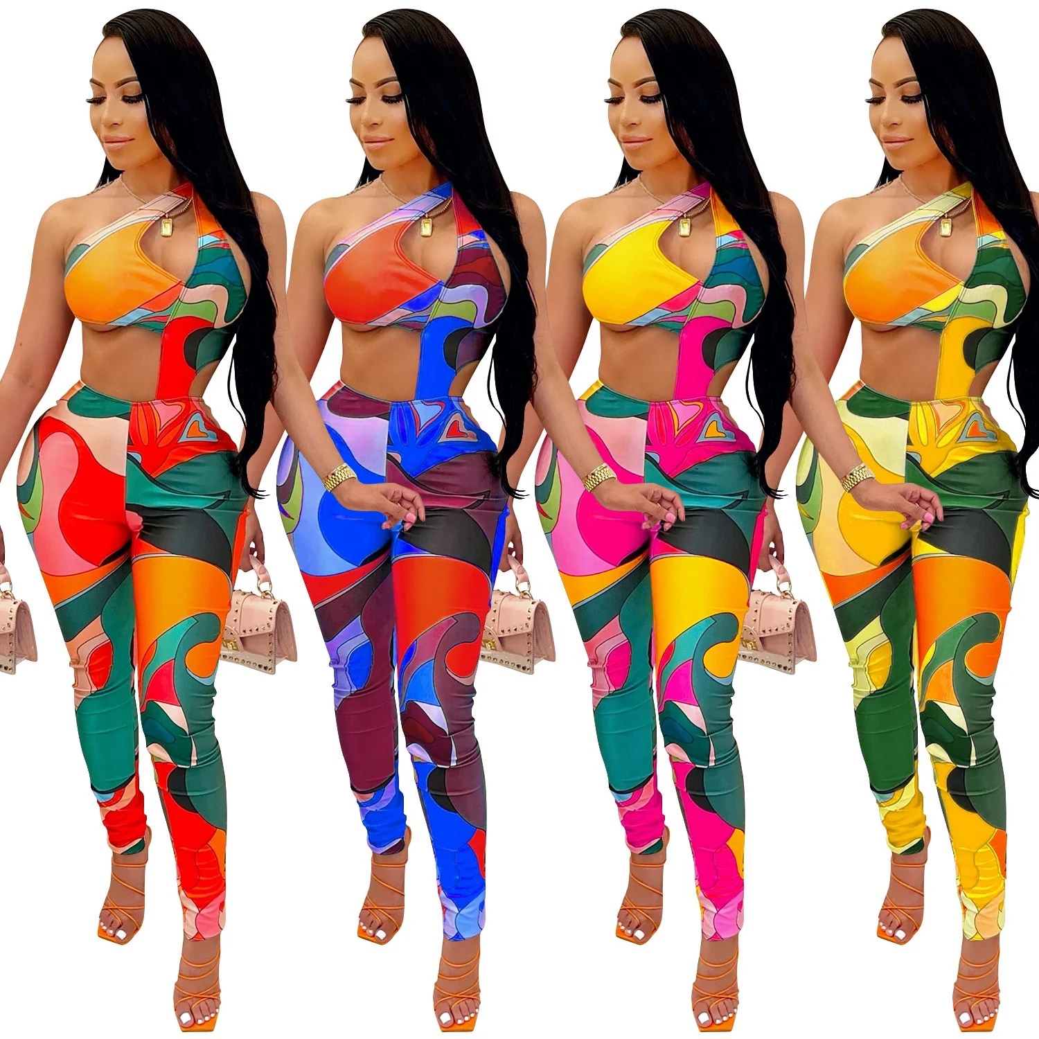 Hot Amazon Summer One Piece Outfits For Women 2021 Irregular One Shoulder Sling Skinny Long Trousers Bodycon printed jumpsuits, Picture shown
Hot Amazon Summer One Piece Outfits For Women 2021 Irregular One Shoulder Sling Skinny Long Trousers Bodycon printed jumpsuits, Picture shown