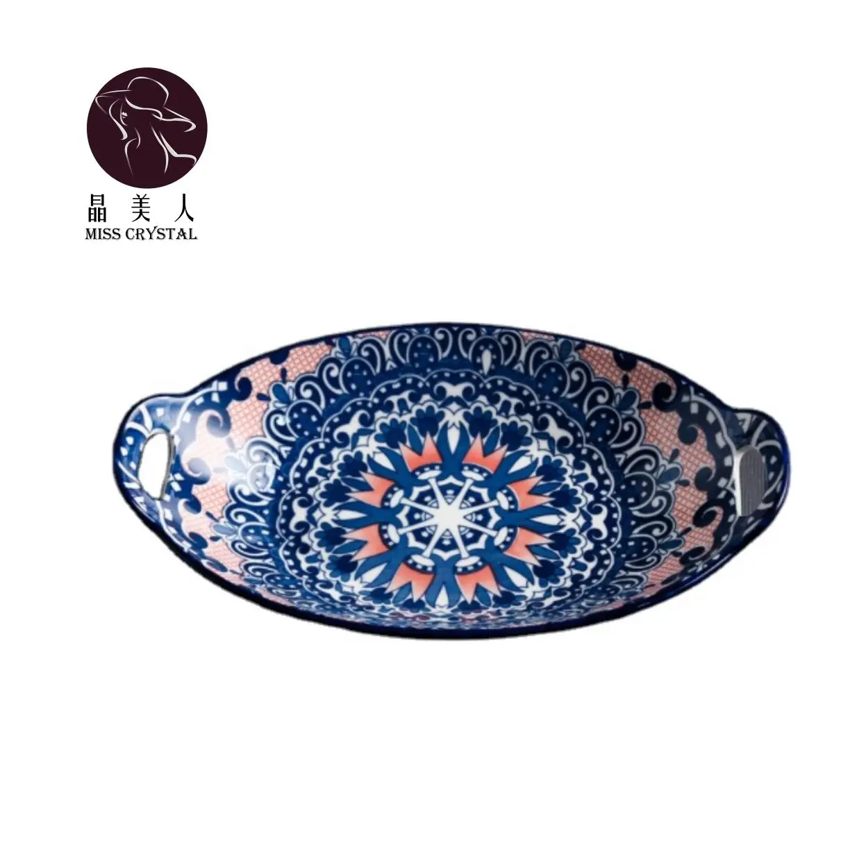 Bohemian Porcelain Plates Ceramic Oval Plates Restaurant Ceramic Dinner Plate dish With handle, Picture shown
Bohemian Porcelain Plates Ceramic Oval Plates Restaurant Ceramic Dinner Plate dish With handle, Picture shown