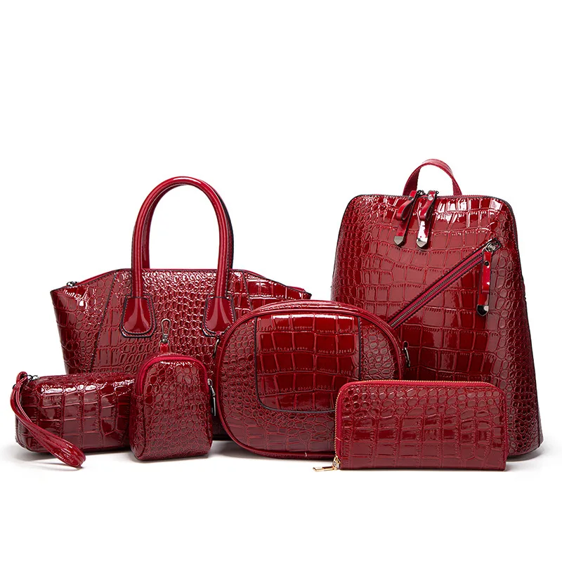 New women's bag trend mother six-piece ladies handbag fashion one-shoulder diagonal cross backpack, Black red brown
New women's bag trend mother six-piece ladies handbag fashion one-shoulder diagonal cross backpack, Black red brown
