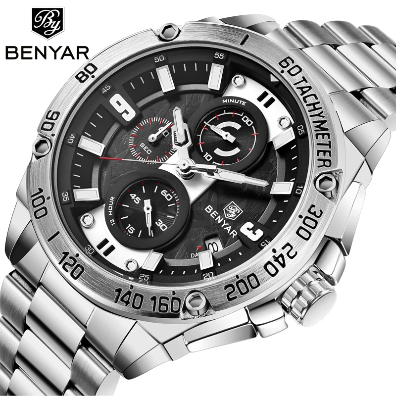 Benyar 5148 Luxury Business Mens Quartz Watches Quality Steel Strap Waterproof Chronograph Stylish Man Benyar Watch
Benyar 5148 Luxury Business Mens Quartz Watches Quality Steel Strap Waterproof Chronograph Stylish Man Benyar Watch