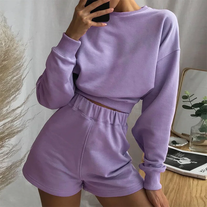 2021 Spring Fashion Custom Casual Suit Woman Long Sleeve Two Piece sweatshirt and Short Sets Women Clothing
2021 Spring Fashion Custom Casual Suit Woman Long Sleeve Two Piece sweatshirt and Short Sets Women Clothing