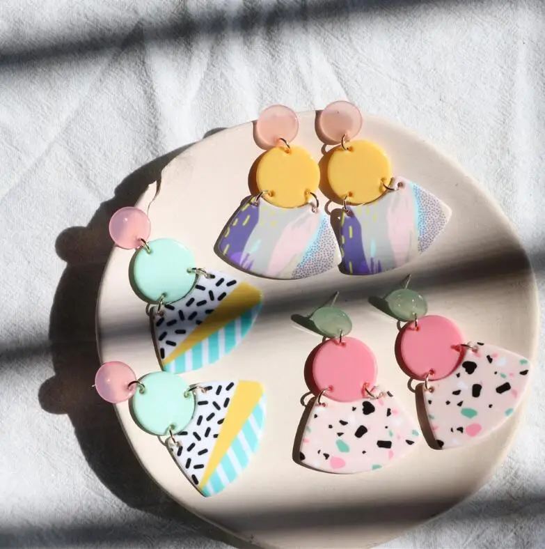 wholesale fashion geometric acrylic dangle earrings summer colorful resin clay earrings neon earrings for girls, As picture
wholesale fashion geometric acrylic dangle earrings summer colorful resin clay earrings neon earrings for girls, As picture