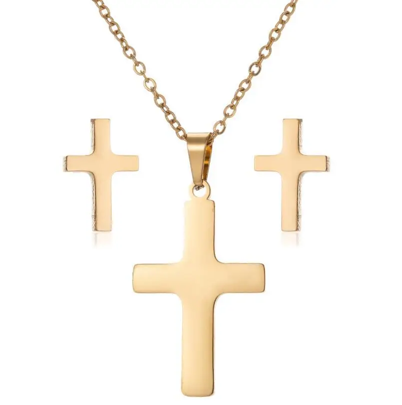 New Fashion Gold Silver Plated Women Girls Necklace Earring Set Cross Stainless Steel Jewelry For Ladies, Silver & gold color
New Fashion Gold Silver Plated Women Girls Necklace Earring Set Cross Stainless Steel Jewelry For Ladies, Silver & gold color