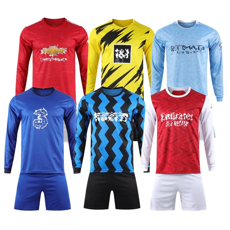 Top Quality Long Sleeve Soccer Jersey Tshirt And Shorts Set Suits Sport Wears Football Uniform Team Kit 2020 2021 No Brand Logo
Top Quality Long Sleeve Soccer Jersey Tshirt And Shorts Set Suits Sport Wears Football Uniform Team Kit 2020 2021 No Brand Logo