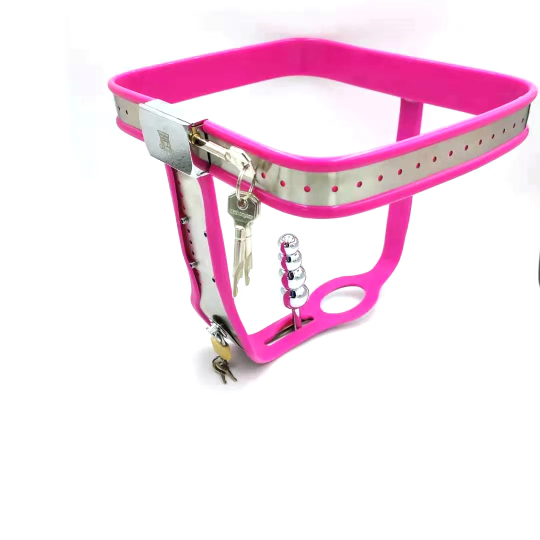 New Stainless Steel T Style Female Chastity Belt Bdsm Bondage Vagina Anal Plug Anal Beads Plug