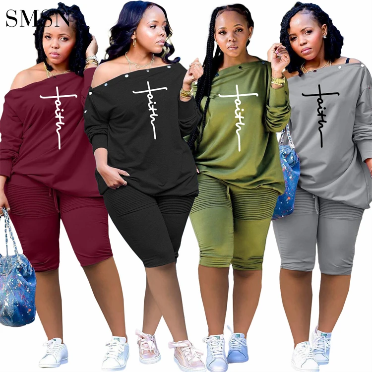 Letter Print Multi Button Long Sleeve Casual Top And Elastic Five Point Pants Sweat Suits Sportswear Ladies 2 Piece Set Women
Letter Print Multi Button Long Sleeve Casual Top And Elastic Five Point Pants Sweat Suits Sportswear Ladies 2 Piece Set Women