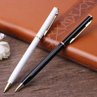 2020 Gift Promotional Ball Pen Customized Logo Black White Slim Metal Body Twist Ballpoint Pen