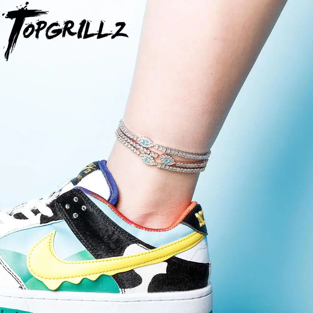 TOPGRILLZ Blue Eye Anklet With 3mm Tennis Chain Iced Out Cubic Zirconia Women's Anklet Hip Hop Fashion Delicate Jewelry For Gift
TOPGRILLZ Blue Eye Anklet With 3mm Tennis Chain Iced Out Cubic Zirconia Women's Anklet Hip Hop Fashion Delicate Jewelry For Gift