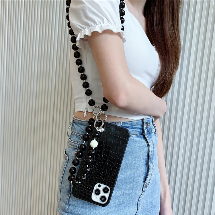 For iPhone 13 Luxury Leather Cell Phone Case Cover with Pearl Bead Necklace Crossbody Chain Strap and Wrist Hand Beaded Straps
For iPhone 13 Luxury Leather Cell Phone Case Cover with Pearl Bead Necklace Crossbody Chain Strap and Wrist Hand Beaded Straps