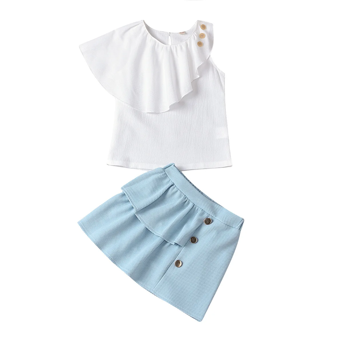 Girls' Summer Sweet Chiffon Sleeveless Ruffle Top + A-line Skirt 2-piece Clothes Set
Girls' Summer Sweet Chiffon Sleeveless Ruffle Top + A-line Skirt 2-piece Clothes Set