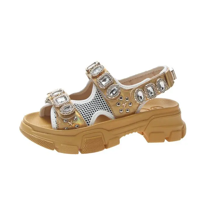 New Summer Rhinestone Thick Wedge Heel Women's Sports Sandals, Yellow,white,orange,black
New Summer Rhinestone Thick Wedge Heel Women's Sports Sandals, Yellow,white,orange,black