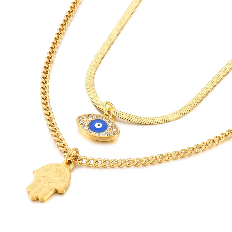 Kalen Rhinestone Blue Devil Eyes Multi-layer Jewelry Stainless Steel Palm Necklaces Gift
Kalen Rhinestone Blue Devil Eyes Multi-layer Jewelry Stainless Steel Palm Necklaces Gift