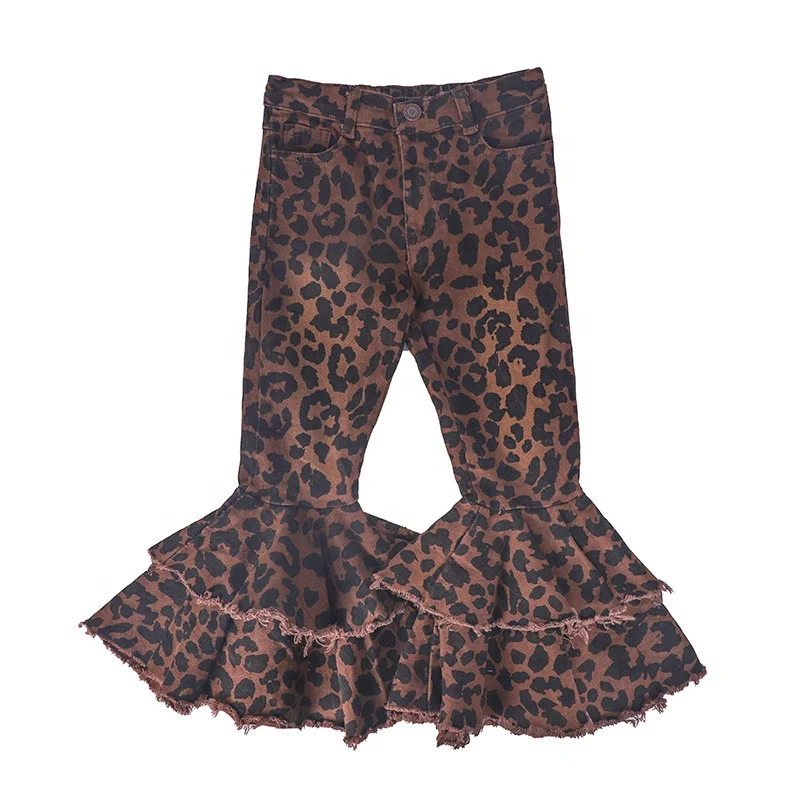 Little girl retro leopard bell bottoms star double layer denim pants, Colors as picture
Little girl retro leopard bell bottoms star double layer denim pants, Colors as picture