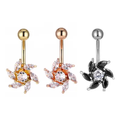 Rose Gold Plated Stainless Steel CZ Flower Navel Ring Piercing Body Jewelry Zircon Floral Flower Belly Button Ring
Rose Gold Plated Stainless Steel CZ Flower Navel Ring Piercing Body Jewelry Zircon Floral Flower Belly Button Ring