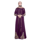 Dubai Woman Purple Muslim Wear Islamic Clothing Woman Winter 2 Piece Robes Dress Abaya