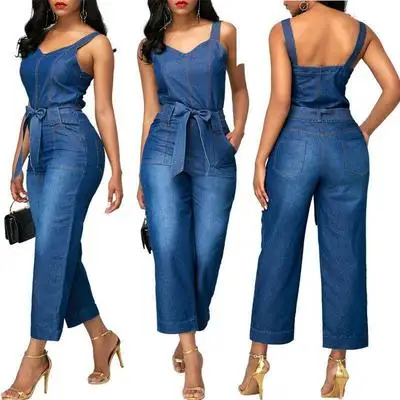 2021 women clothing new trendy sexy suspenders bows denim jumpsuits jeans pants, Dark blue
2021 women clothing new trendy sexy suspenders bows denim jumpsuits jeans pants, Dark blue