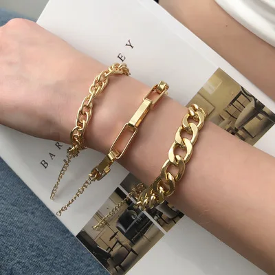 Ins Hip Hops Jewelry Gold Plated Link Chain Bracelet Layered Square Geometric Cuban Chain Bracelet Set For Punk Women
Ins Hip Hops Jewelry Gold Plated Link Chain Bracelet Layered Square Geometric Cuban Chain Bracelet Set For Punk Women