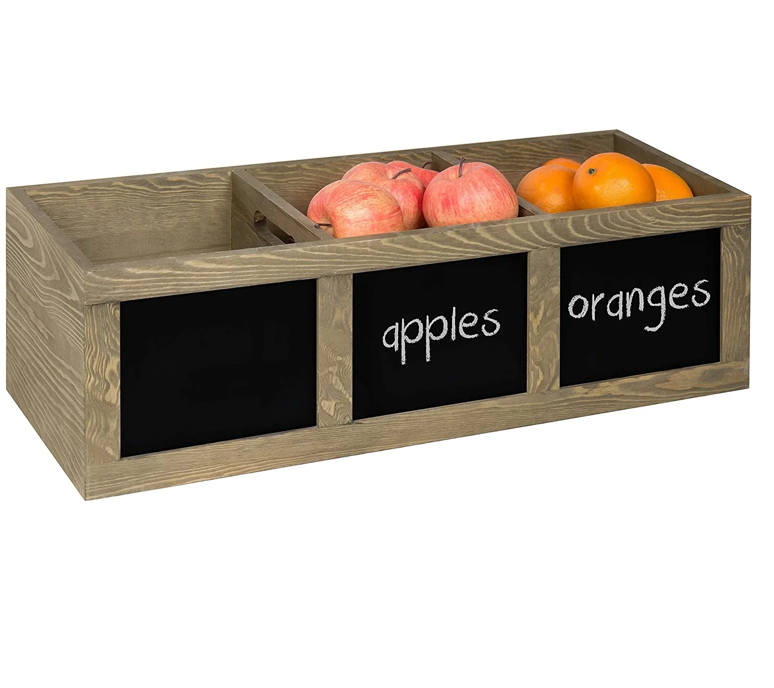 Vintage Brown Wood 3-Compartment Fruit Produce Storage Bin with Chalkboard Label, Customized color
Vintage Brown Wood 3-Compartment Fruit Produce Storage Bin with Chalkboard Label, Customized color