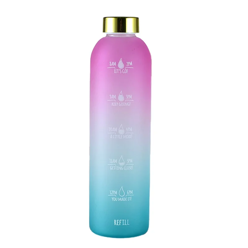 32OZ Gradient Colorful High Borosilicate Frosted Glass Water Bottle With Time Marker
32OZ Gradient Colorful High Borosilicate Frosted Glass Water Bottle With Time Marker