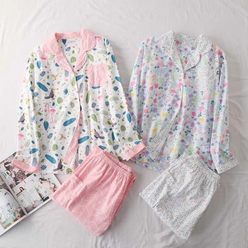 Spring and autumn new style ladies cotton woven suit collar button sleepwear home suit floral long-sleeved trousers suit women, Required
Spring and autumn new style ladies cotton woven suit collar button sleepwear home suit floral long-sleeved trousers suit women, Required